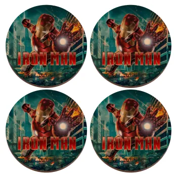 Ironman, ΣΕΤ x4 Σουβέρ ξύλινα στρογγυλά plywood (9cm)