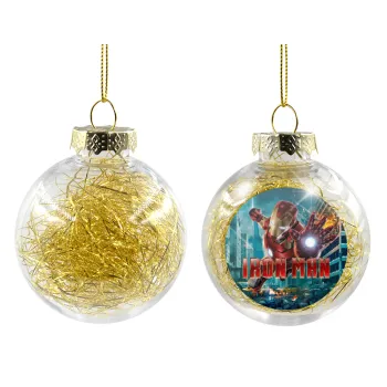 Ironman, Transparent Christmas tree ball ornament with gold filling 8cm