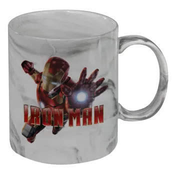 Ironman, Κούπα κεραμική, marble style (μάρμαρο), 330ml
