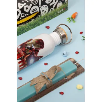 Ironman, Πασχαλινή Λαμπάδα με παγούρι μεταλλικό (620ml, stainless steel) & κερί αρωματικό πλακέ (30cm) (ΤΙΡΚΟΥΑΖ)