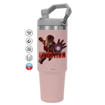 Ironman, Pink color, 890ml (30oz) stainless Steel Tumbler with Handle
