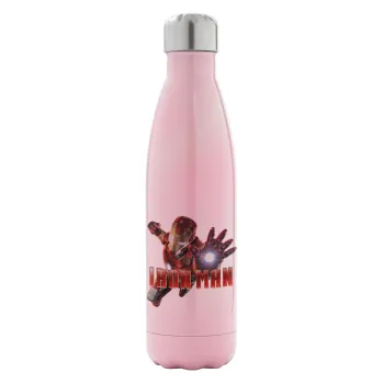 Ironman, Metal mug thermos Pink Iridiscent (Stainless steel), double wall, 500ml