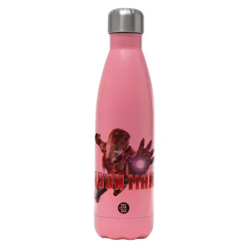 Ironman, Metal mug thermos Pink Mat (Stainless steel), double wall, 500ml