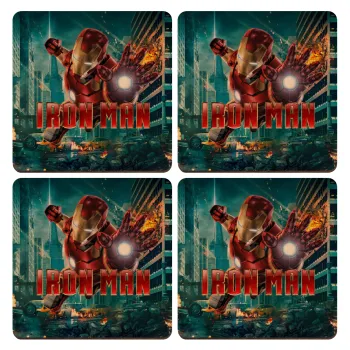 Ironman, ΣΕΤ x4 Σουβέρ ξύλινα τετράγωνα plywood (9cm)