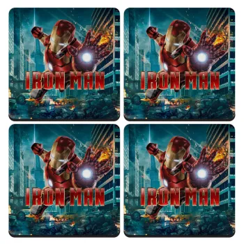 Ironman, ΣΕΤ 4 Σουβέρ ξύλινα τετράγωνα (9cm)