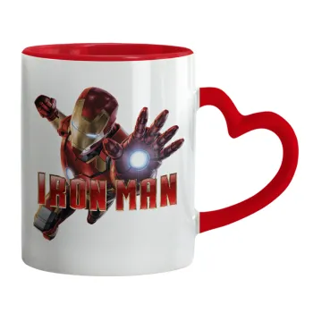 Ironman, Κούπα καρδιά χερούλι κόκκινη, κεραμική, 330ml