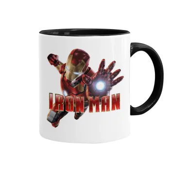 Ironman, Κούπα χρωματιστή μαύρη, κεραμική, 330ml