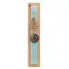 Easter Set, wooden keychain & aromatic flat Easter candle (30cm) (TURQUOISE)