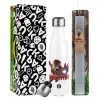Easter candle, metallic white thermos bottle (500ml) & aromatic flat candle (30cm) (GRAY)