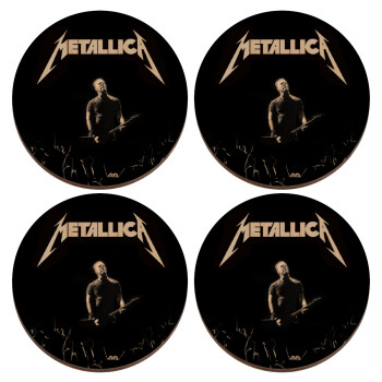 Metallica , ΣΕΤ x4 Σουβέρ ξύλινα στρογγυλά plywood (9cm)