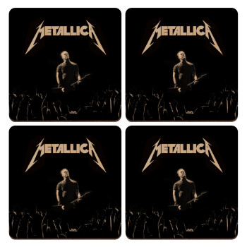 Metallica , ΣΕΤ x4 Σουβέρ ξύλινα τετράγωνα plywood (9cm)