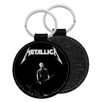 Metallica , Μπρελόκ Δερματίνη, στρογγυλό ΜΑΥΡΟ (5cm)
