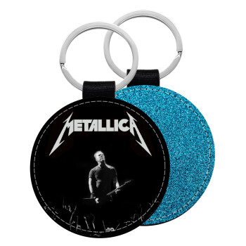 Metallica , Μπρελόκ Δερματίνη, στρογγυλό ΜΠΛΕ (5cm)