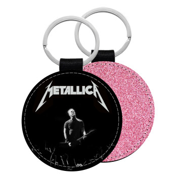 Metallica , Μπρελόκ Δερματίνη, στρογγυλό ΡΟΖ (5cm)
