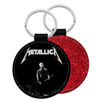 Metallica , Μπρελόκ Δερματίνη, στρογγυλό ΚΟΚΚΙΝΟ (5cm)