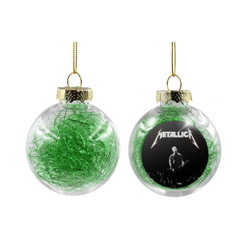 Metallica , Χριστουγεννιάτικη μπάλα δένδρου διάφανη με πράσινο γέμισμα 8cm
