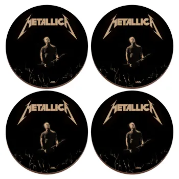Metallica , ΣΕΤ x4 Σουβέρ ξύλινα στρογγυλά plywood (9cm)