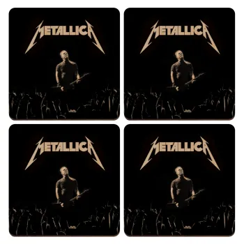 Metallica , ΣΕΤ x4 Σουβέρ ξύλινα τετράγωνα plywood (9cm)