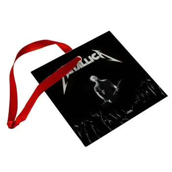 Metallica , Christmas ornament, glass square ornament 9x9cm
