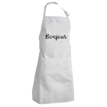 Bonjour, Adult Chef Apron (with sliders and 2 pockets)