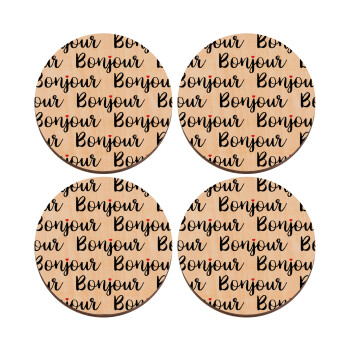 Bonjour, ΣΕΤ x4 Σουβέρ ξύλινα στρογγυλά plywood (9cm)