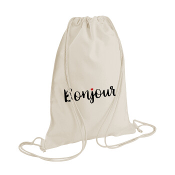 Bonjour, Backpack bag GYMBAG natural (28x40cm)