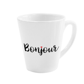 Bonjour, Κούπα κωνική Latte Λευκή, κεραμική, 300ml
