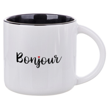 Bonjour, Κούπα κεραμική 400ml Λευκή/Μαύρη