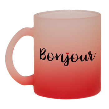 Bonjour, Κούπα γυάλινη δίχρωμη με βάση το κόκκινο ματ, 330ml