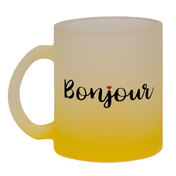 Bonjour, Κούπα γυάλινη δίχρωμη με βάση το κίτρινο ματ, 330ml