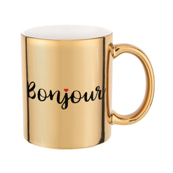 Bonjour, Κούπα κεραμική, χρυσή καθρέπτης, 330ml