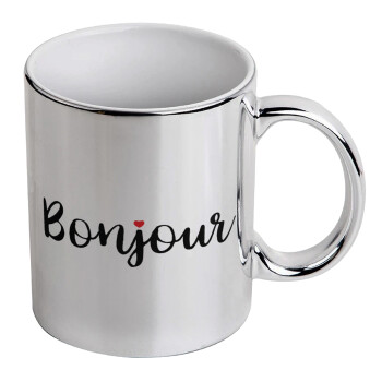 Bonjour, Κούπα κεραμική, ασημένια καθρέπτης, 330ml