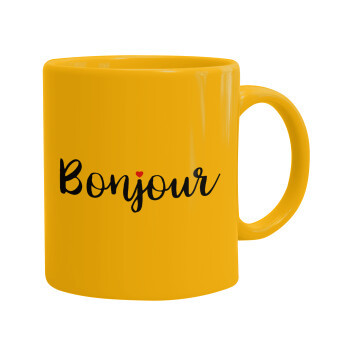 Bonjour, Ceramic coffee mug yellow, 330ml