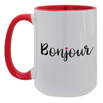 Bonjour, Κούπα Mega 15oz, κεραμική Κόκκινη, 450ml