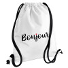 Backpack pouch GYMBAG white, with pocket (40x48cm) & thick cords