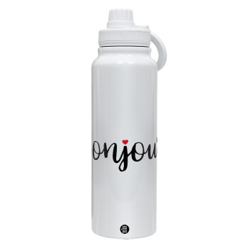 Bonjour, 1L Stainless Steel Thermal Bottle with Phone Holder & Double Wall Insulation
