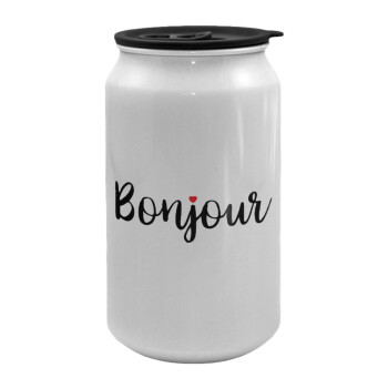 Bonjour, Κούπα ταξιδιού μεταλλική με καπάκι (tin-can) 500ml