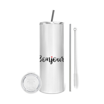 Bonjour, Tumbler stainless steel 600ml, with metal straw & cleaning brush
