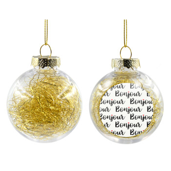 Bonjour, Χριστουγεννιάτικη μπάλα δένδρου διάφανη με χρυσό γέμισμα 8cm