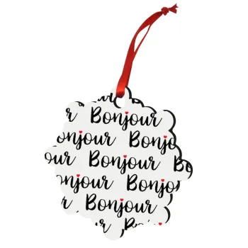 Bonjour, Christmas ornament snowflake wooden 7.5cm