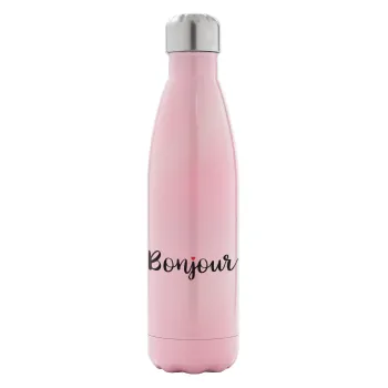 Bonjour, Metal mug thermos Pink Iridiscent (Stainless steel), double wall, 500ml