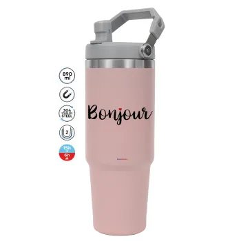 Bonjour, Pink color, 890ml (30oz) stainless Steel Tumbler with Handle