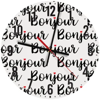 Bonjour, Ρολόι τοίχου ξύλινο (30cm)