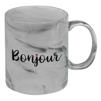 Bonjour, Mug ceramic marble style, 330ml