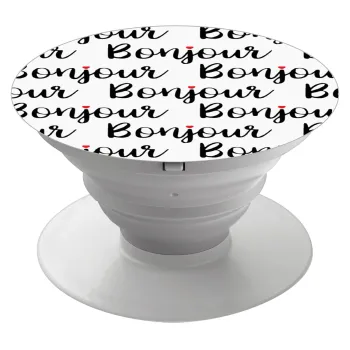 Bonjour, Phone Holders Stand  White Hand-held Mobile Phone Holder