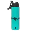 Metallic water bottle with safety lid, 850ml aluminum