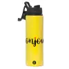 Metallic water bottle with safety lid, 850ml aluminum