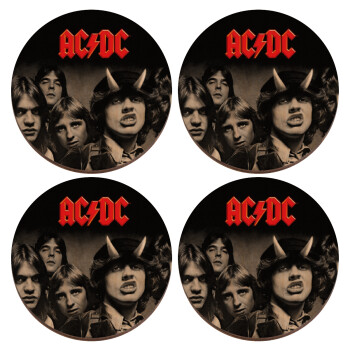 AC/DC angus, ΣΕΤ x4 Σουβέρ ξύλινα στρογγυλά plywood (9cm)