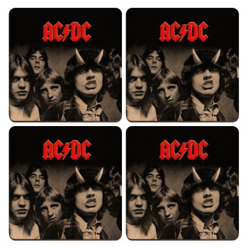 AC/DC angus, ΣΕΤ x4 Σουβέρ ξύλινα τετράγωνα plywood (9cm)