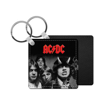 AC/DC angus, Μπρελόκ Δερματίνη, τετράγωνο ΜΑΥΡΟ (5x5cm)